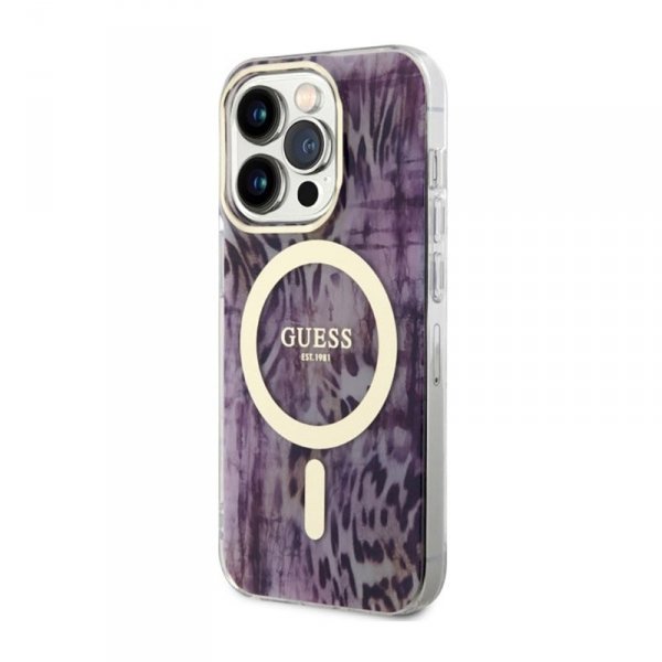 Guess Leopard MagSafe - Etui iPhone 14 Pro Max (Różowy)