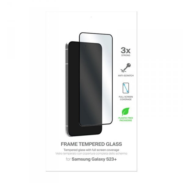 PURO Frame Tempered Glass - Szkło ochronne hartowane na ekran Samsung Galaxy S23+ (czarna ramka)