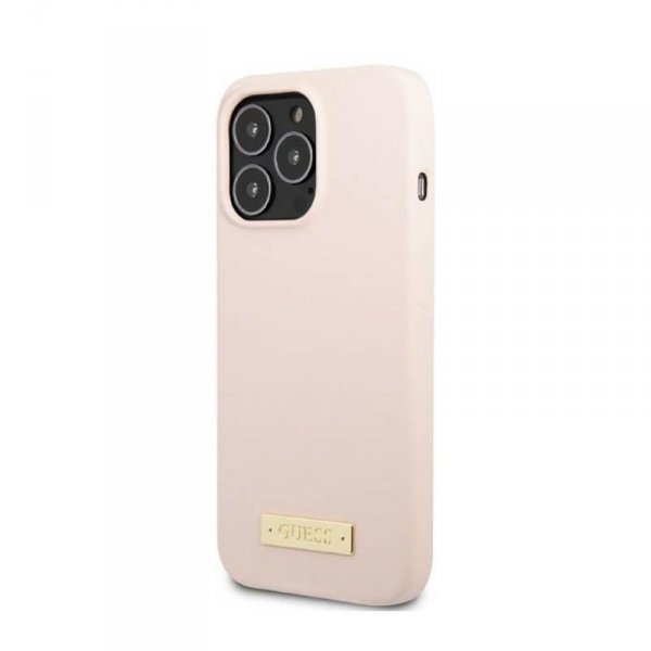 Guess Silicone Logo Plate MagSafe - Etui iPhone 13 Pro Max (różowy)