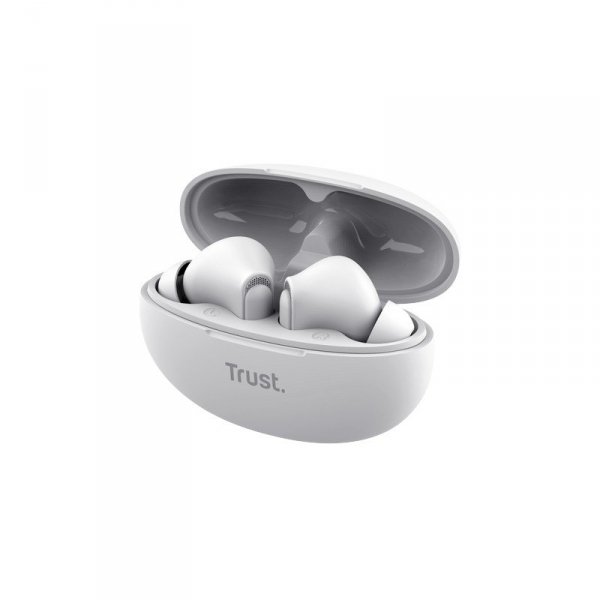 Trust Yavi - Bezprzewodowe słuchawki dokanałowe Bluetooth TWS z etui ładującym & ENC (Biały)