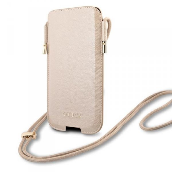 Guess Saffiano Pouch - Torebka na telefon S/M max 6.1&quot; (złoty)