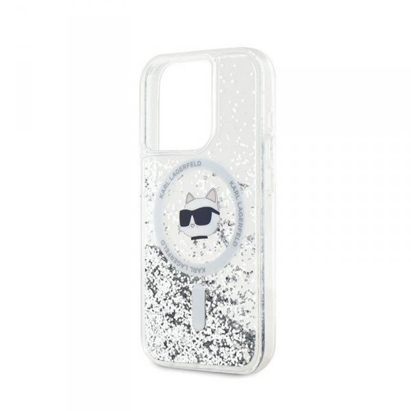 Karl Lagerfeld Liquid Glitter Choupette Head MagSafe - Etui iPhone 14 Pro (przezroczysty)