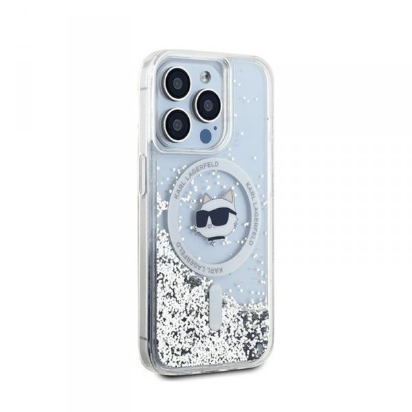 Karl Lagerfeld Liquid Glitter Choupette Head MagSafe - Etui iPhone 13 Pro (przezroczysty)