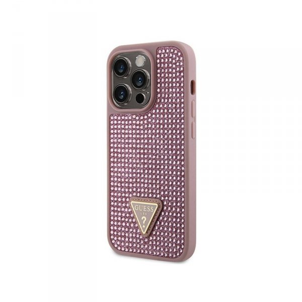 Guess Rhinestone Triangle - Etui iPhone 14 Pro (różowy)
