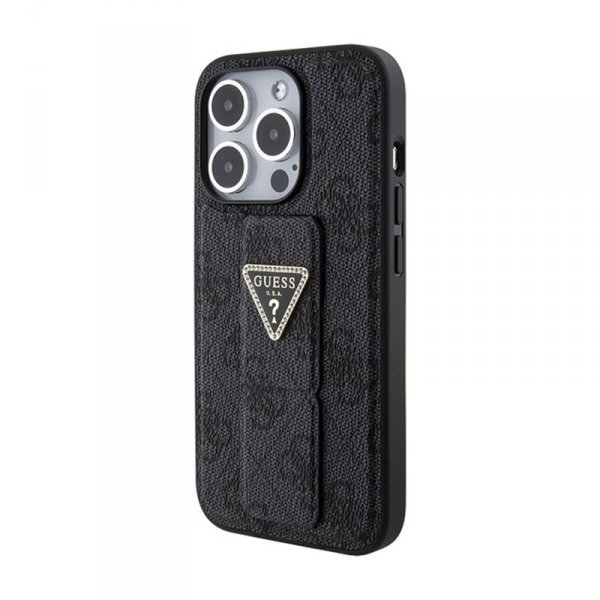 Guess Grip Stand 4G Triangle Strass Logo - Etui iPhone 15 Pro (czarny)