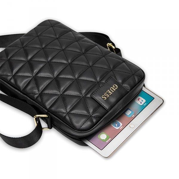 Guess Quilted Tablet Bag - Torba na notebooka / tablet 10&quot; (czarny)