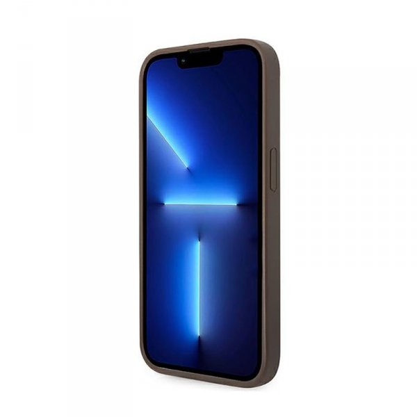 Guess 4G Bottom Stripe Metal Logo Collection - Etui iPhone 14 Pro Max (brązowy)