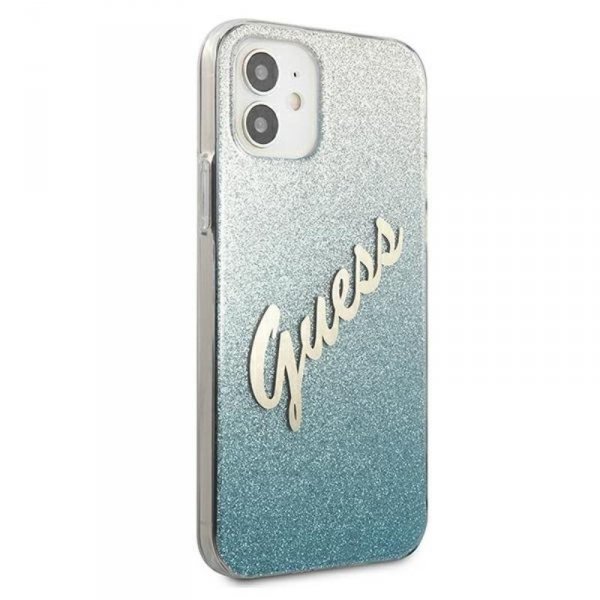 Guess Glitter Gradient Script - Etui iPhone 12 mini (niebieski)