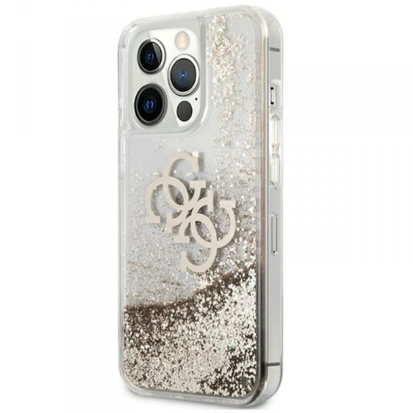 Guess Liquid Glitter 4G Big Logo - Etui iPhone 13 Pro Max (złoty)