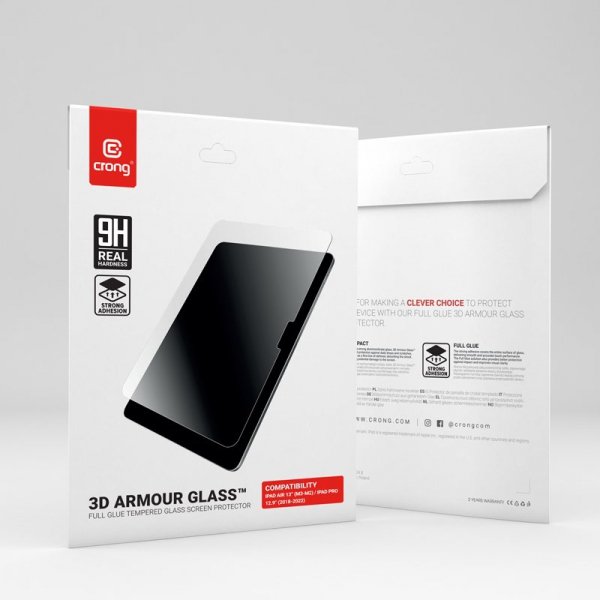 Crong 3D Armour Glass – Szkło hartowane iPad Air 13” M3 (2025) / iPad Air 13” M2 (2024) / iPad Pro 12.9&quot; (2022-2018)