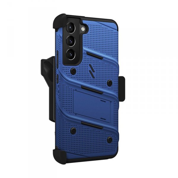 ZIZO BOLT Series - Pancerne etui Samsung Galaxy S22+ ze szkłem 9H na ekran + uchwyt z podstawką (niebieski)