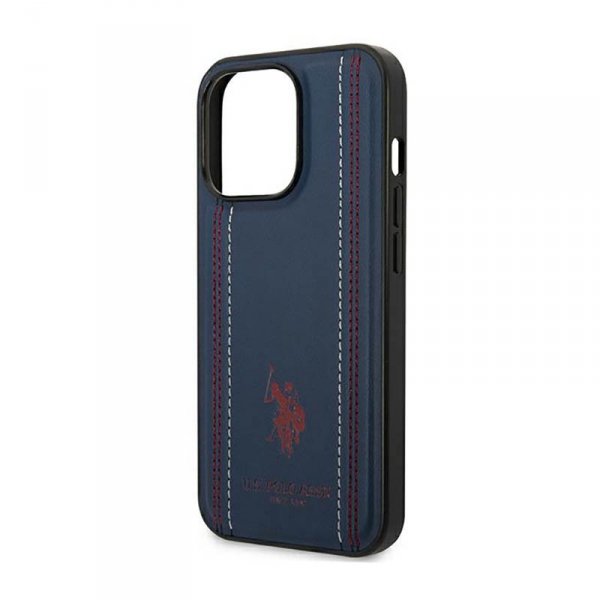 US Polo Assn Leather Stitch - Etui iPhone 14 Pro Max (granatowy)