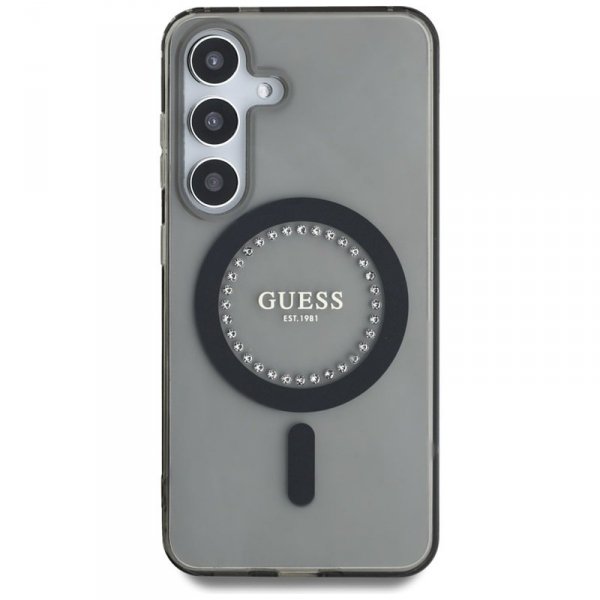 Guess Rhinestones Printed Classic Logo MagSafe - Etui do Samsung Galaxy S25 (czarny)