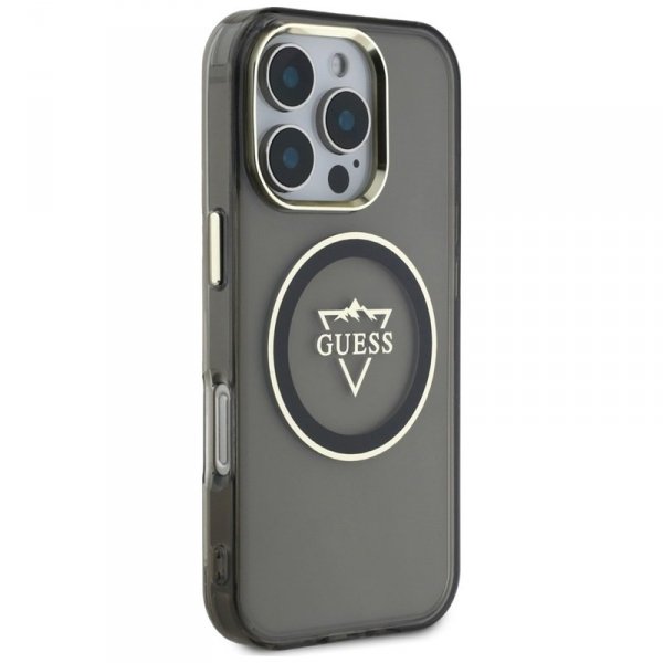Guess IML Metal Mountain Logo MagSafe - Etui do iPhone 16 Pro Max (czarny)