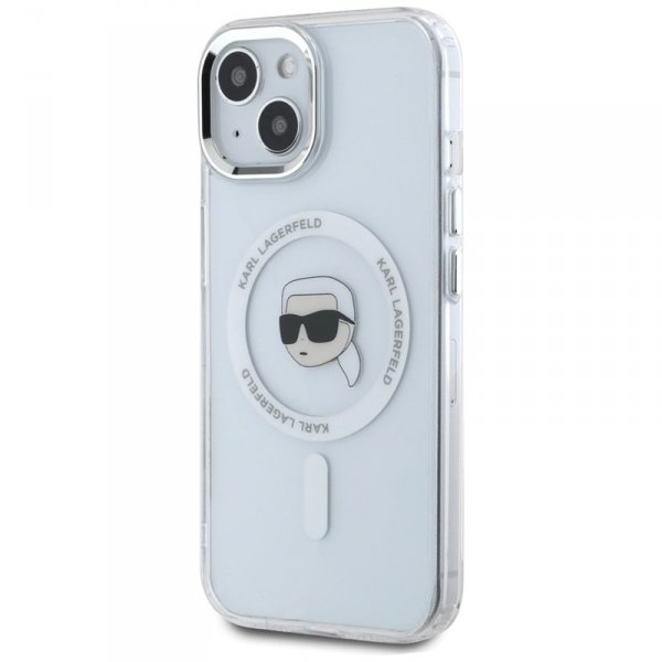 Karl Lagerfeld IML Metal Karl Head MagSafe - Etui do iPhone 15 (biały)