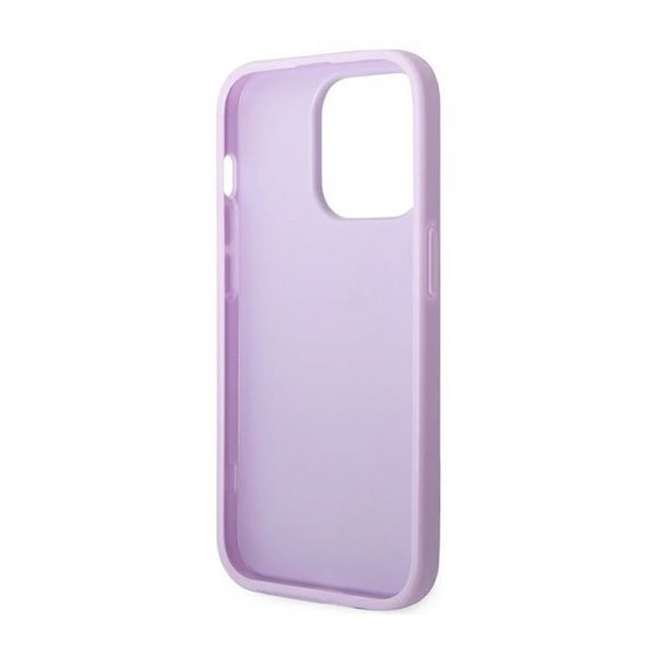 Guess Saffiano Metal Logo Stripes - Etui iPhone 14 Pro (liliowy)