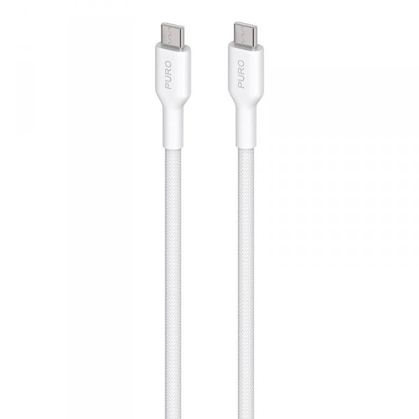PURO Fabric - Kabel w oplocie heavy duty USB-C do USB-C 1,2m (biały)