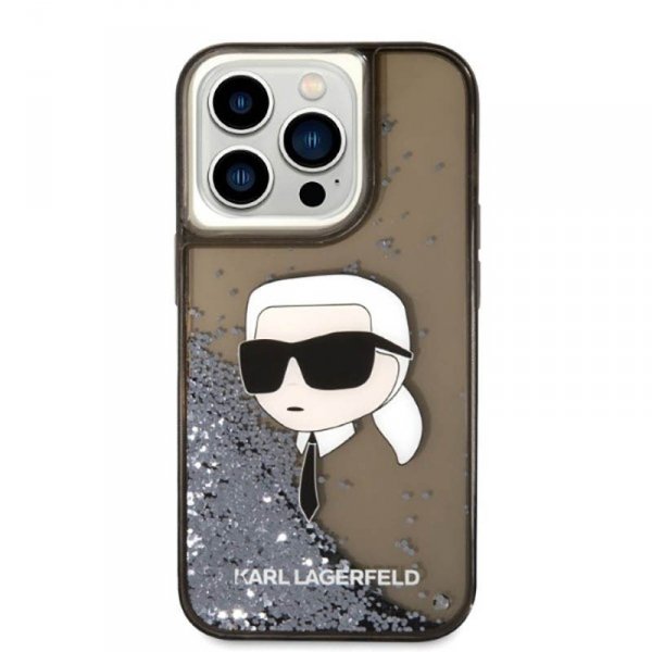 Karl Lagerfeld Liquid Glitter NFT Karl&#039;s Head - Etui iPhone 14 Pro Max (czarny)