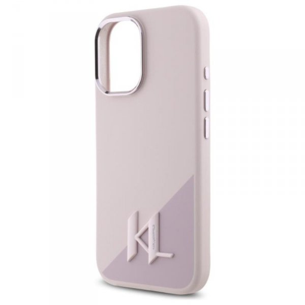 Karl Lagerfeld Silicone Shadow Metal Initial MagSafe - Etui iPhone 16 (różowy)