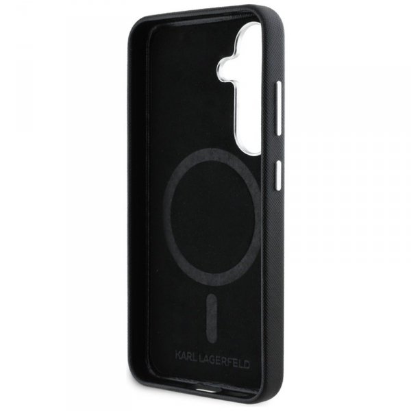 Karl Lagerfeld Saffiano Full Wrapped Elongated Metal Logo MagSafe - Etui do Samsung Galaxy S25 (czarny)