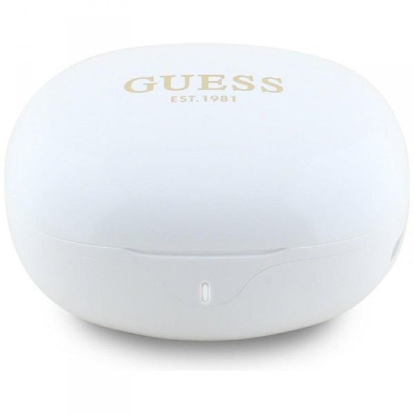 Guess Flat Classic Logo Electroplated - Słuchawki TWS + etui ładujące (biały)