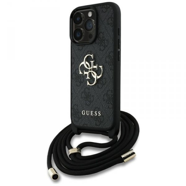 Guess 4G Big Logo Cord Strap Crossbody - Etui do iPhone 16 Pro (czarny)