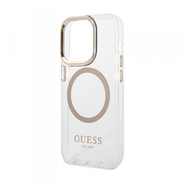 Guess Metal Outline Magsafe - Etui iPhone 14 Pro Max (przezroczysty / złoty)