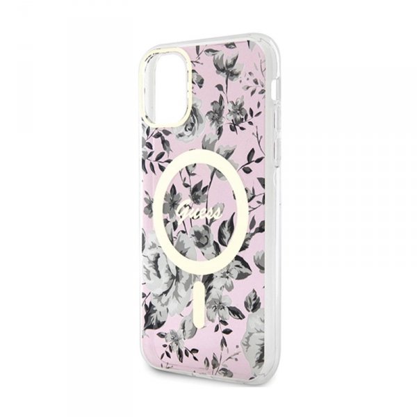 Guess Flower MagSafe - Etui iPhone 11 (Różowy)