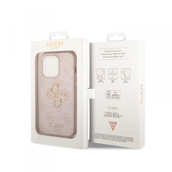 Guess 4G Big Metal Logo - Etui iPhone 15 Pro (różowy)