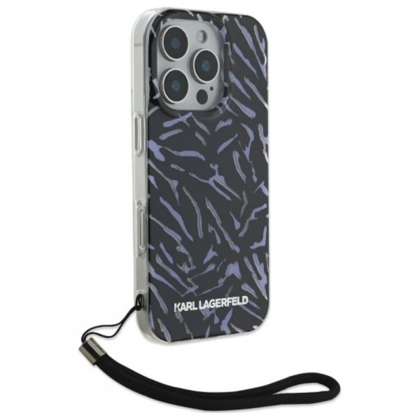Karl Lagerfeld Zebra With Cord - Etui iPhone 16 Pro (fioletowy)