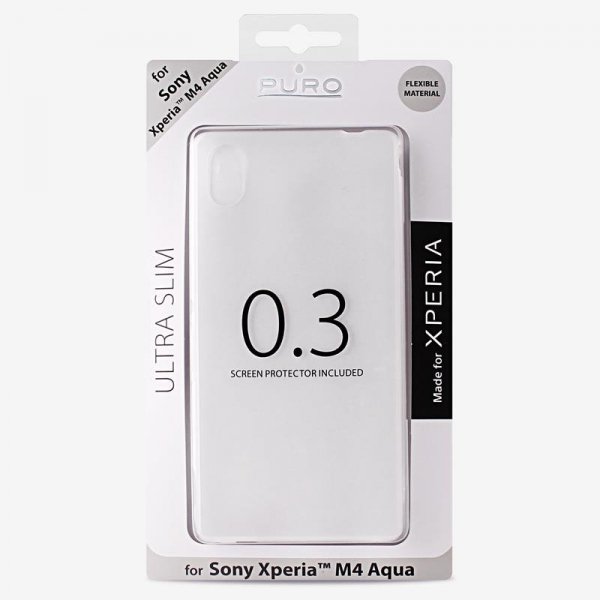 PURO Ultra Slim &quot;0.3&quot; Cover MFX - Zestaw etui + folia na ekran Xperia M4 AQUA (półprzezroczysty)