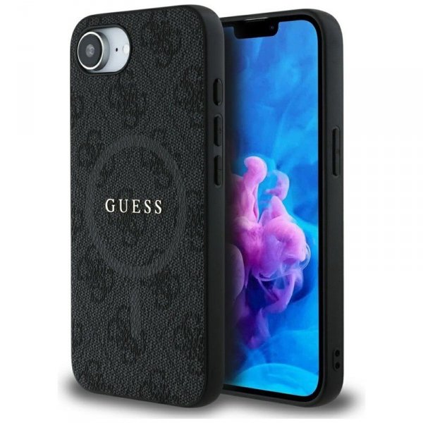 Guess 4G Ring Classic Logo MagSafe - Etui do iPhone 16e (czarny)