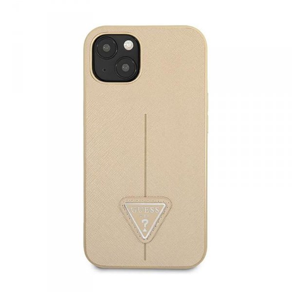 Guess Saffiano Triangle Logo Case – Etui iPhone 13 mini (beżowy)