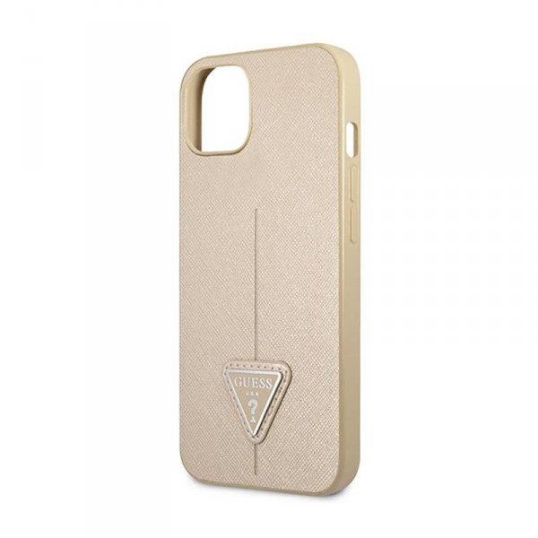 Guess Saffiano Triangle Logo Case – Etui iPhone 13 mini (beżowy)