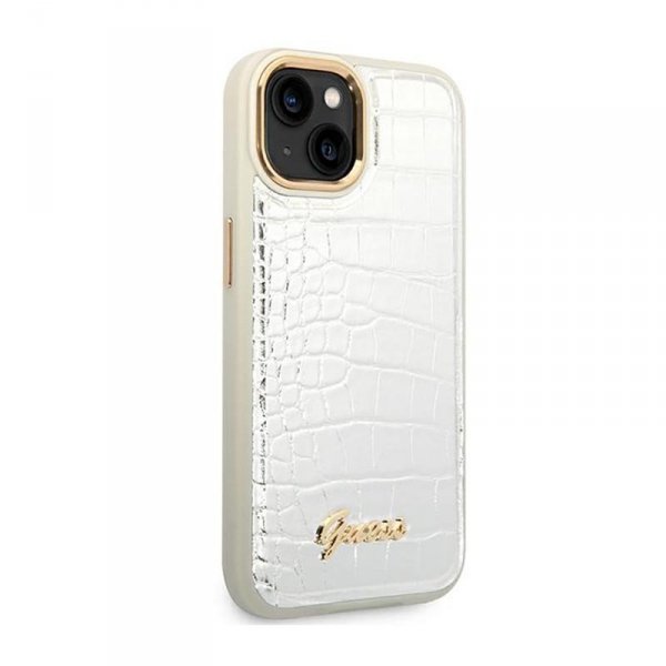 Guess Croco Collection – Etui iPhone 14 Plus (srebrny)