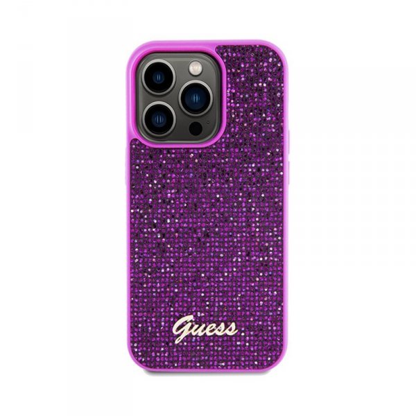 Guess Disco Metal Script - Etui iPhone 14 Pro (fuksja)