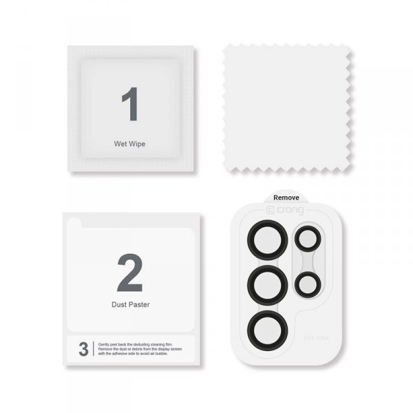 Crong Lens Ring - Szkło hartowane na obiektyw aparatu Samsung Galaxy S24 Ultra (czarny)