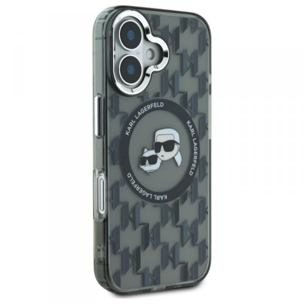 Karl Lagerfeld IML Monogram Karl & Choupette Head MagSafe - Etui iPhone 16 (czarny)
