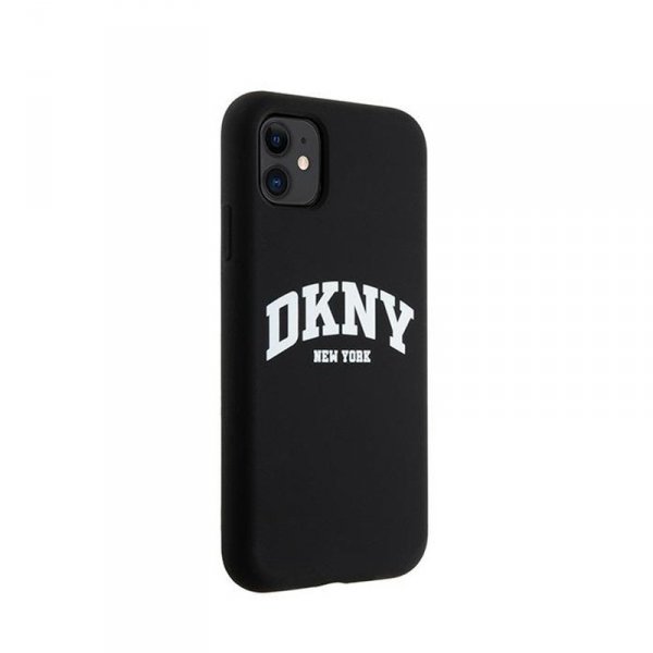 DKNY Liquid Silicone White Printed Logo MagSafe - Etui iPhone 11 (czarny)