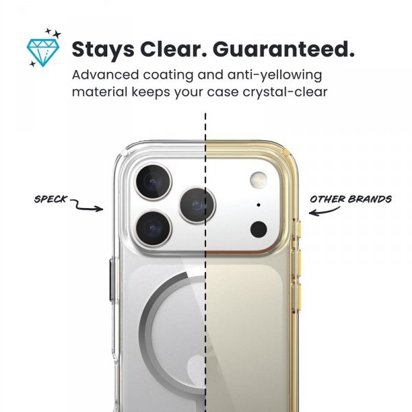 Speck Presidio Perfect Clear MagSafe - Etui iPhone 17 Pro (Clear / Silver)