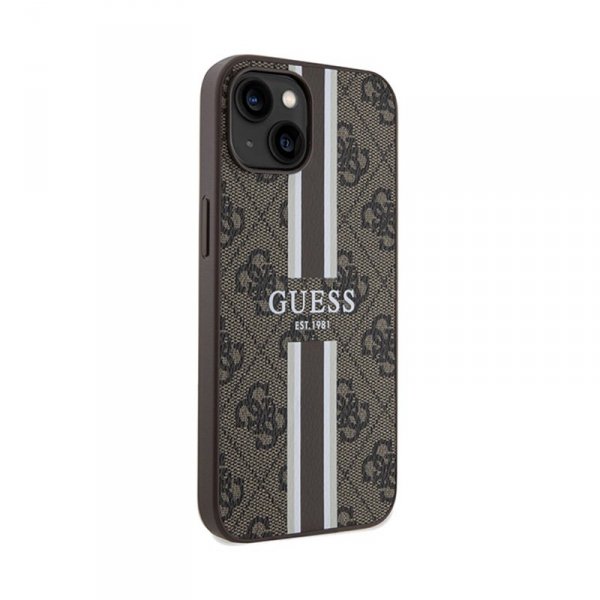 Guess 4G Printed Stripes MagSafe - Etui iPhone 15 (brązowy)