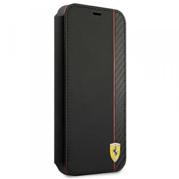 Ferrari Booktype On Track Carbon Stripe - Etui iPhone 13 mini (czarny)