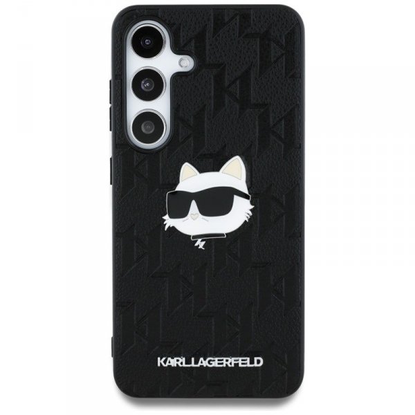 Karl Lagerfeld Leather Monogram Pin Logo Choupette Head - Etui Samsung Galaxy S25 (czarny)
