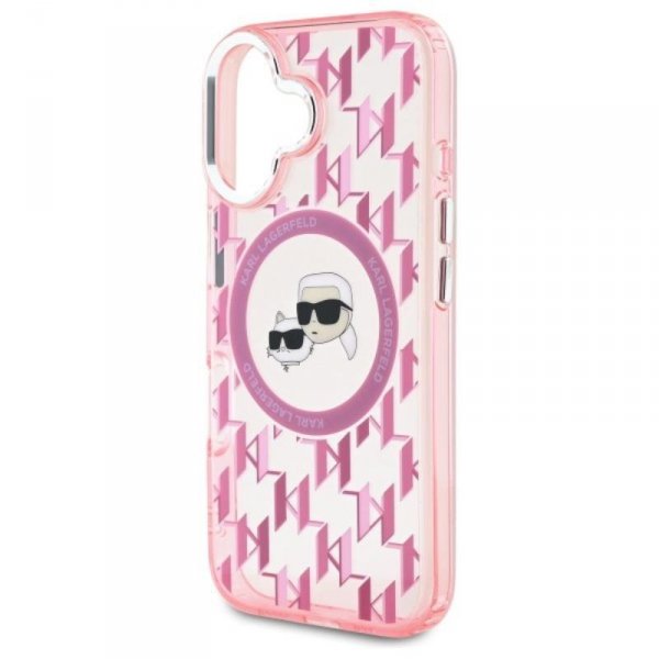 Karl Lagerfeld IML Monogram Karl & Choupette Head MagSafe - Etui iPhone 16 (różowy)