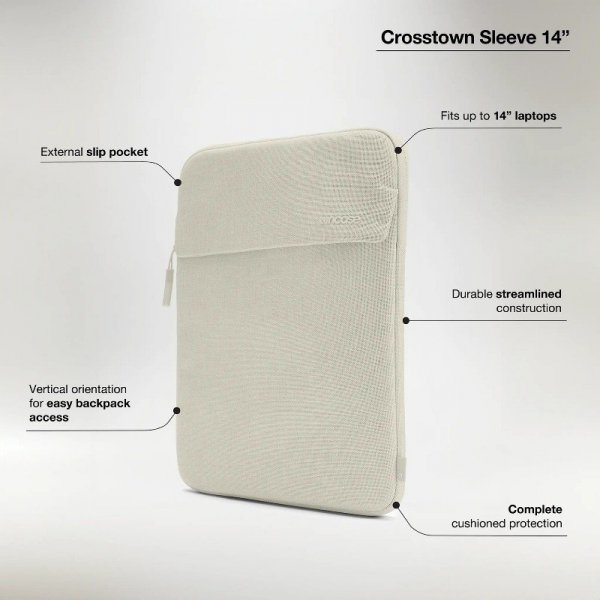 Incase Crosstown Sleeve with Woolenex - Pokrowiec z kieszenią MacBook Pro 14&quot; (M4/M3/M2/M1/2024-2021) (Limestone)
