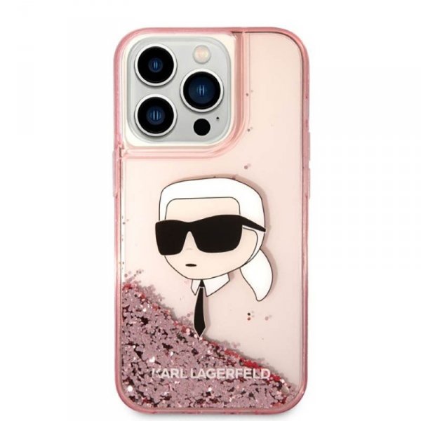 Karl Lagerfeld Liquid Glitter NFT Karl&#039;s Head - Etui iPhone 14 Pro Max (różowy)