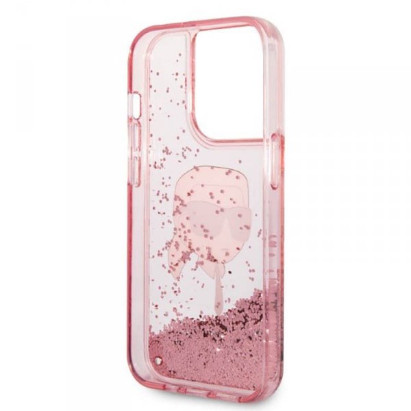 Karl Lagerfeld Liquid Glitter NFT Karl&#039;s Head - Etui iPhone 14 Pro Max (różowy)