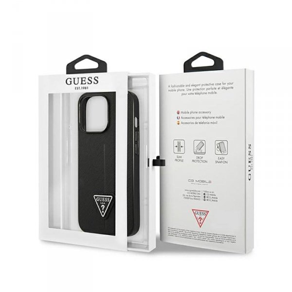 Guess Saffiano Triangle Logo Case – Etui iPhone 14 Pro (czarny)