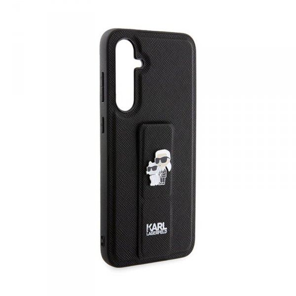Karl Lagerfeld Gripstand Saffiano Karl & Choupette Pins - Etui Samsung Galaxy S23 FE (czarny)