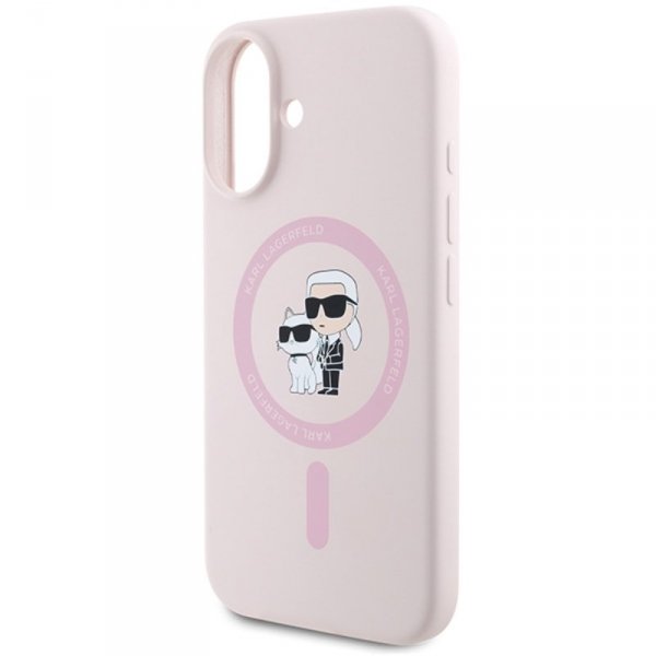 Karl Lagerfeld Silicone Karl & Choupette Ring MagSafe - Etui iPhone 16 Plus (różowy)